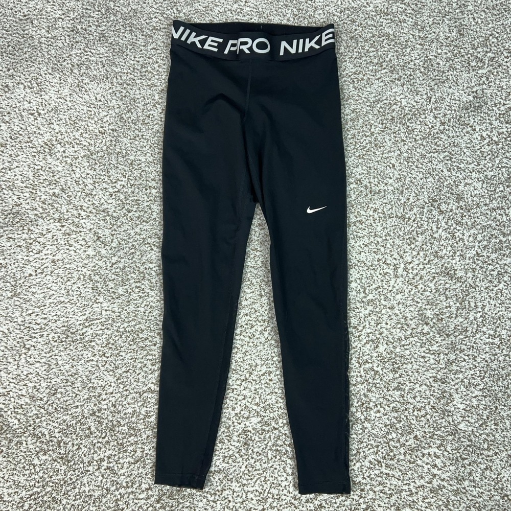 Nike Pro Pants Womens M Black Dri FIT Compression Leggings Running Gym Workout